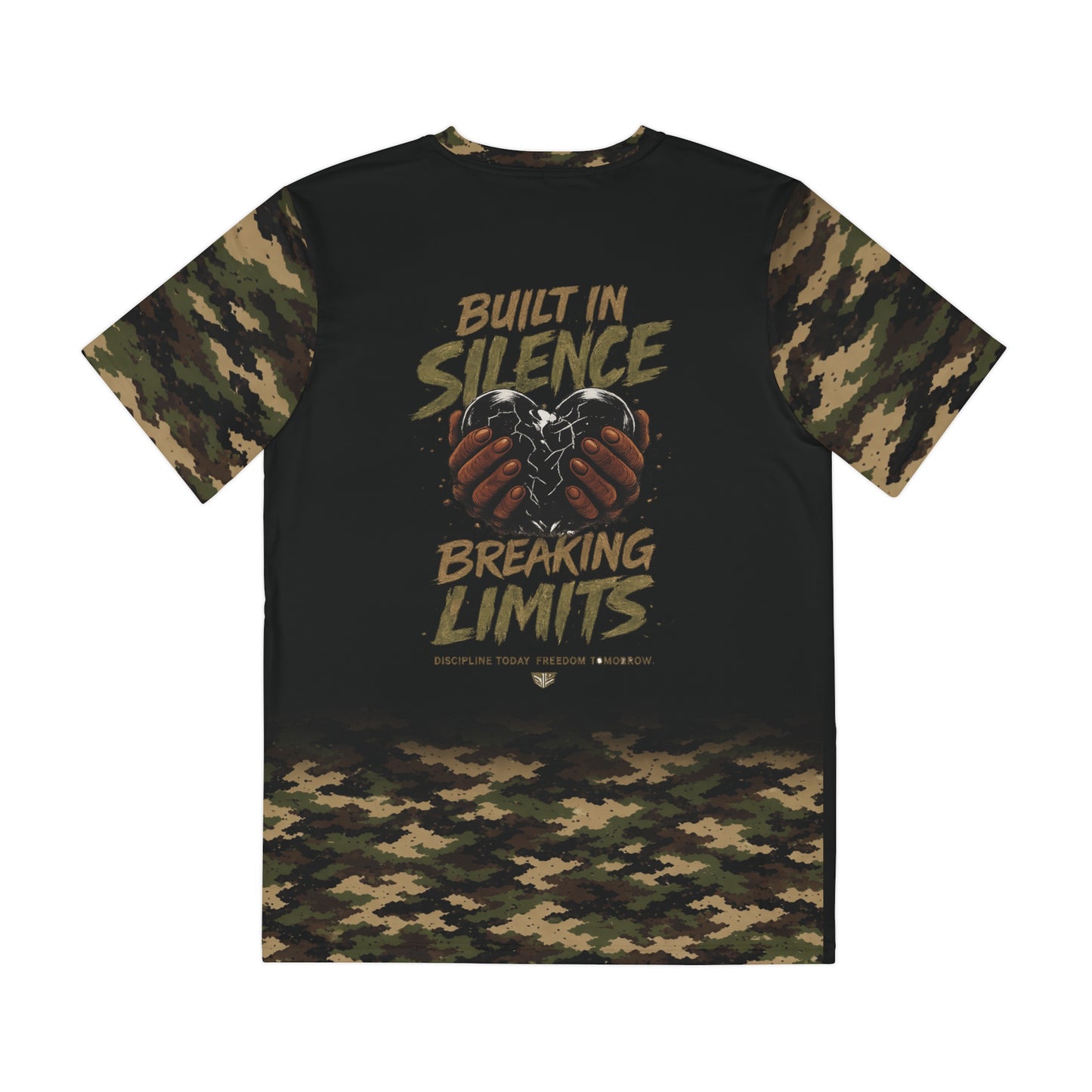 Built in Silence Breaking Limits T-Shirt — Camo All-Over Print Men’s Tee