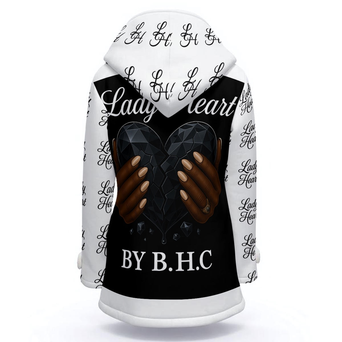 All-Over Print Women's Hooded Double-Breasted Winter Coat With Fleece