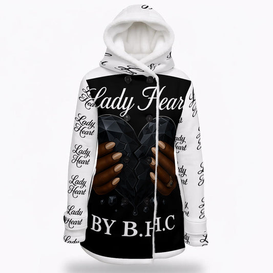 All-Over Print Women's Hooded Double-Breasted Winter Coat With Fleece