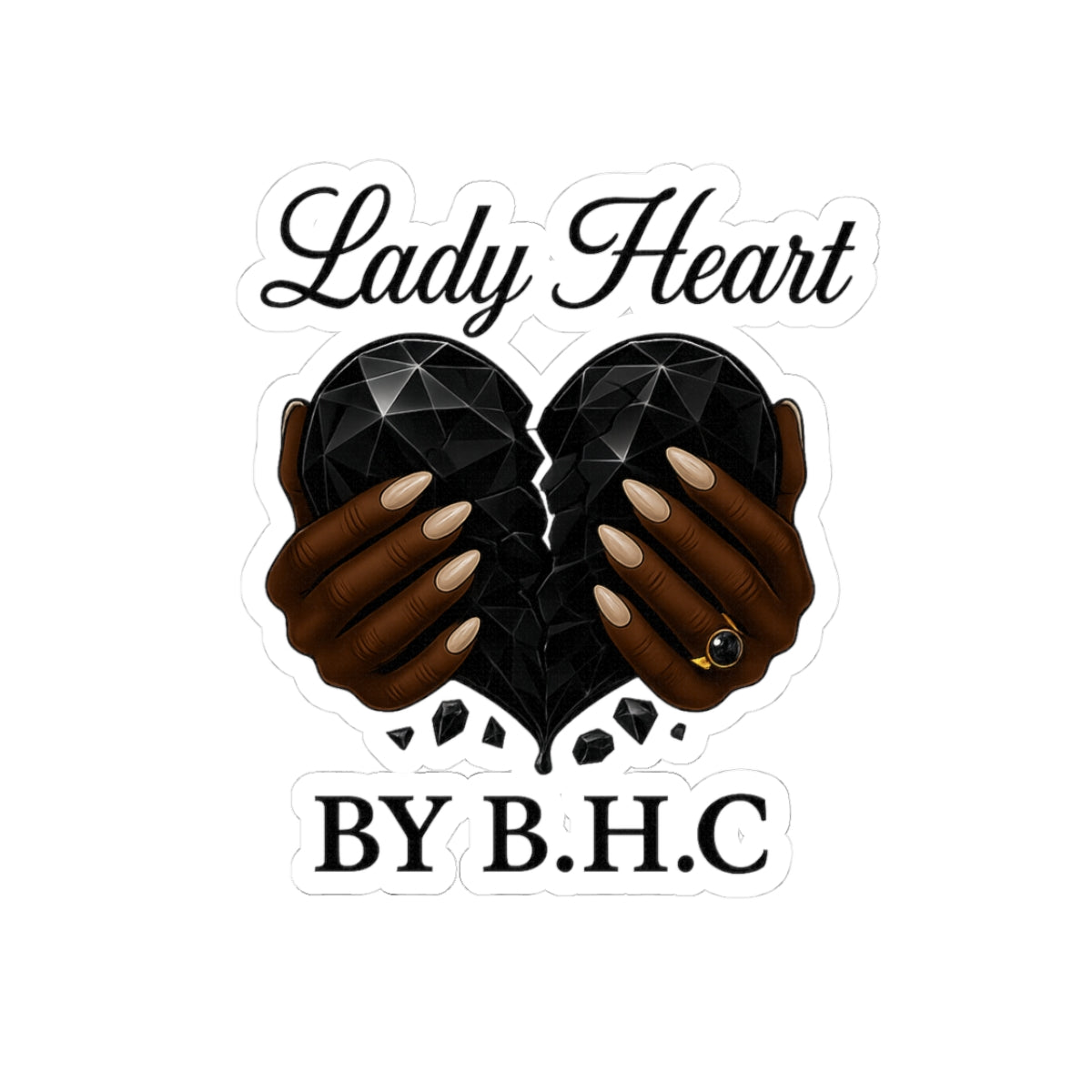 Heartfelt Lady Heart Kiss-Cut Stickers, Laptop Decals, Gift for Her, Black Pride Art, Customizable Sticker