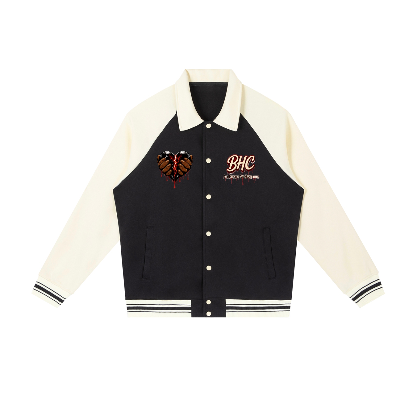 Contrast Raglan Sleeve Baseball Jacket