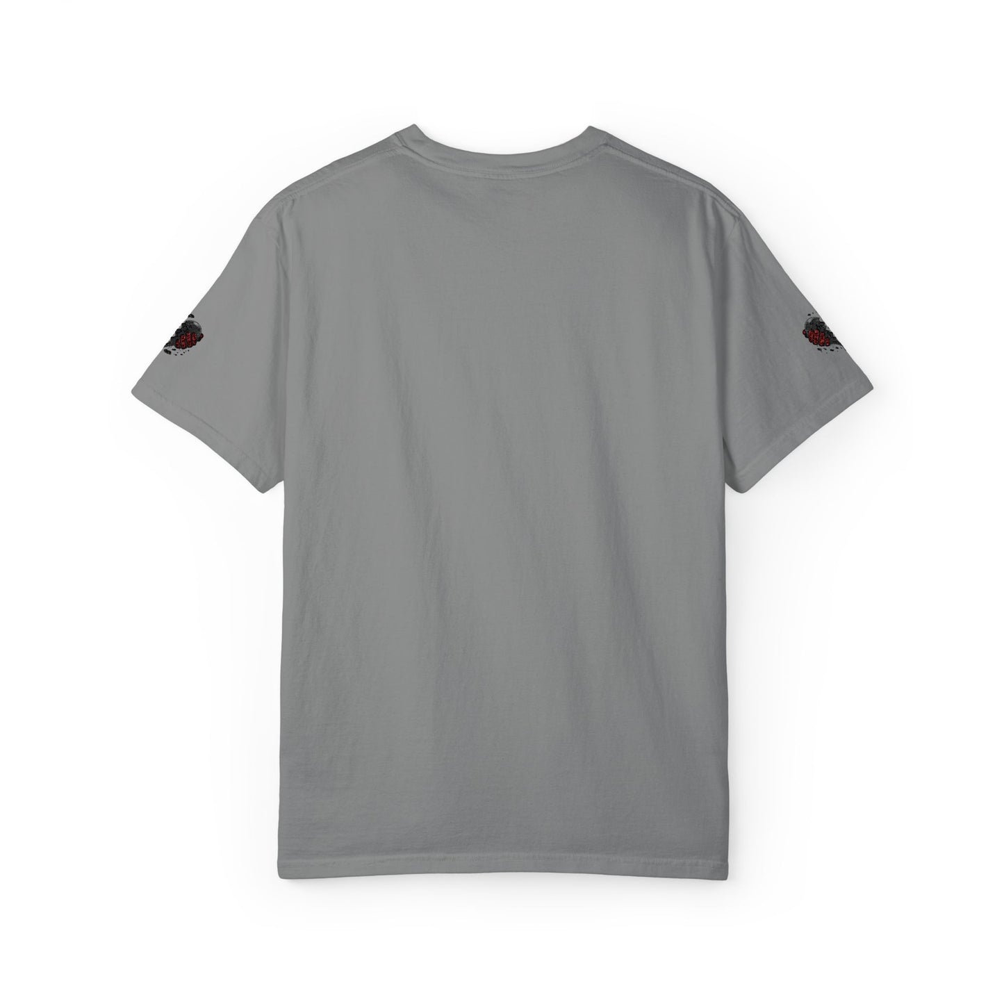 BHC Classic Logo Tee — Minimalist White Graphic T-Shirt with Rose Sleeve Accents