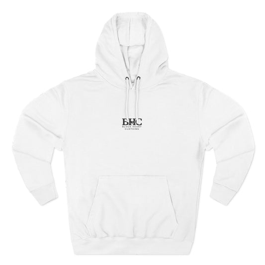 Minimalist 'BHC' Logo Hoodie - White Fleece Pullover