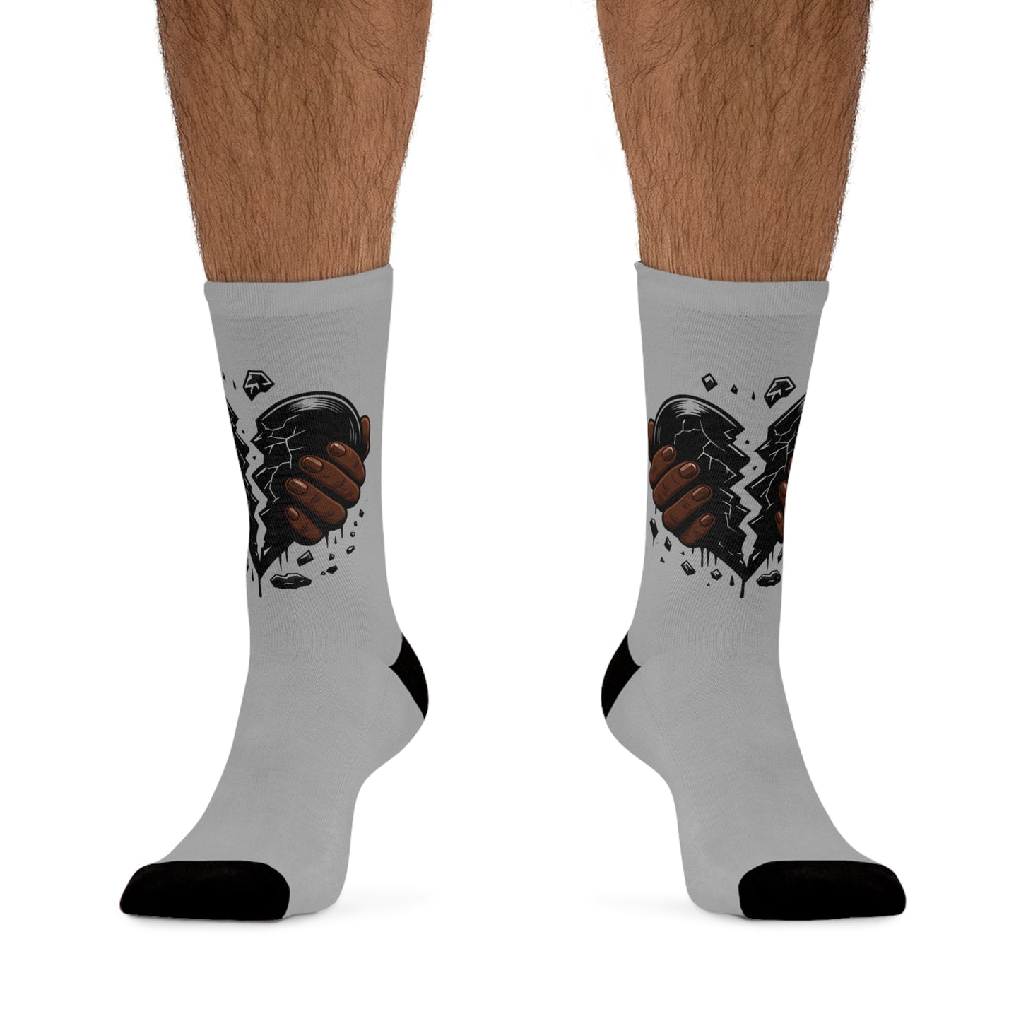 Socks - Broken Heart Fist Graphic Recycled-Poly Crew Socks