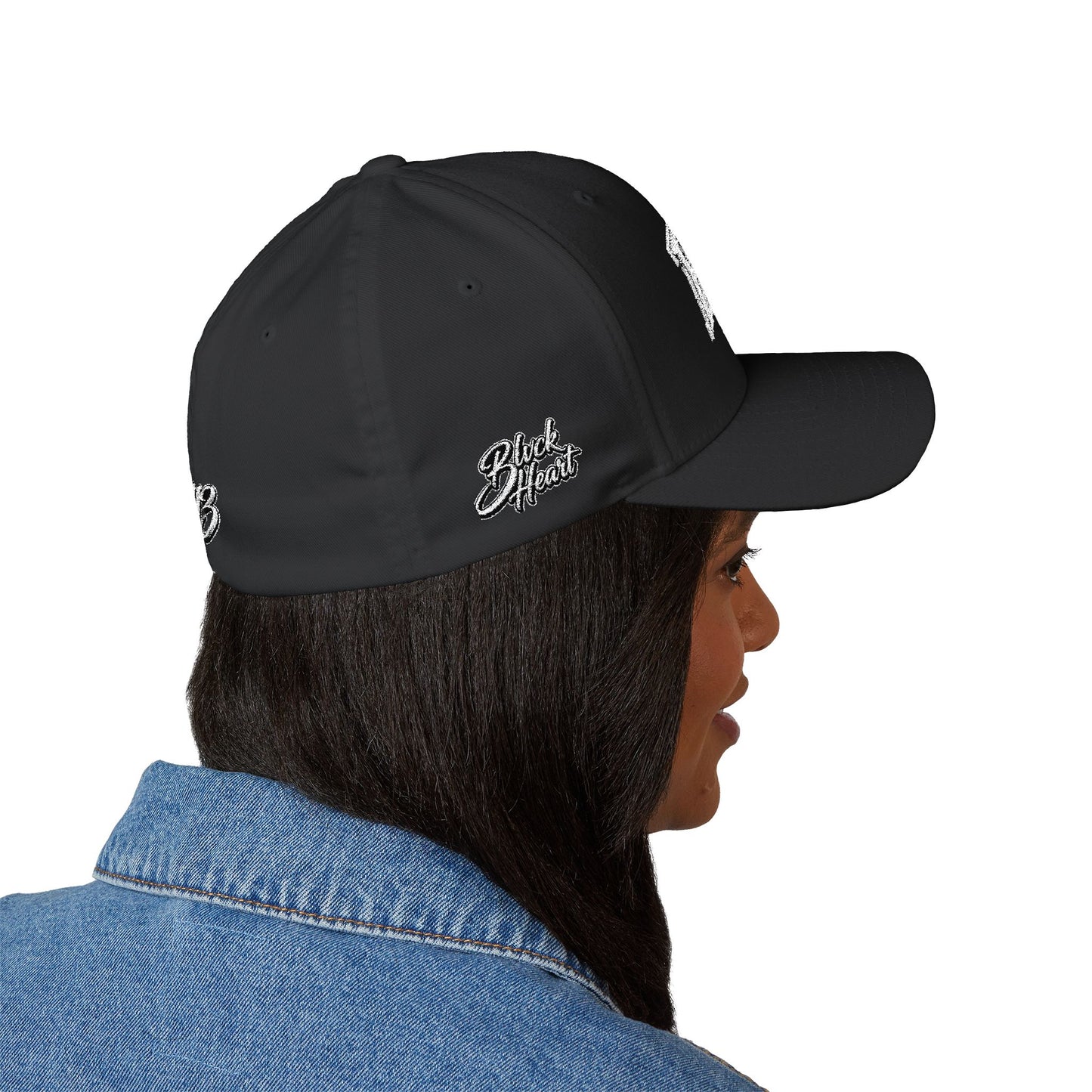 Embroidered BKC Logo Baseball Cap — White Structured Closed-Back Hat