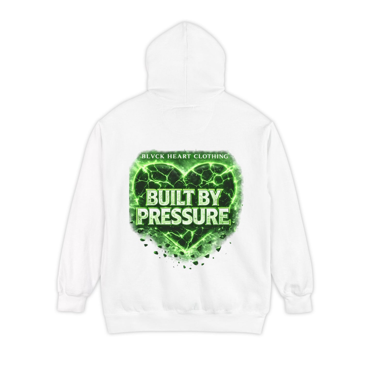 Heart Patch Hoodie — Green Cracked Heart "BHC" Graphic