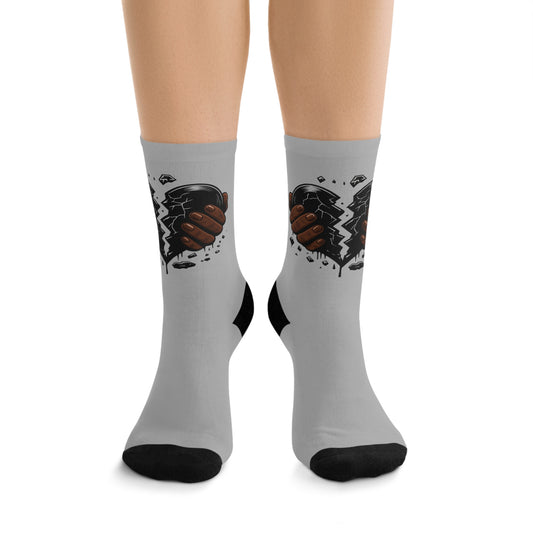 Socks - Broken Heart Fist Graphic Recycled-Poly Crew Socks