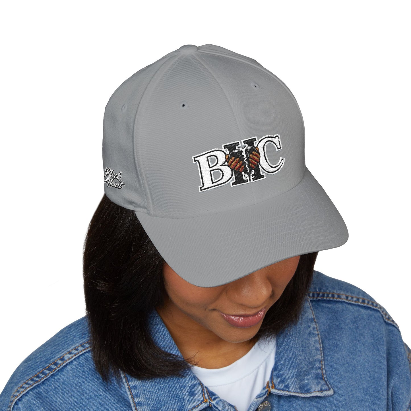 Embroidered BKC Logo Baseball Cap — White Structured Closed-Back Hat