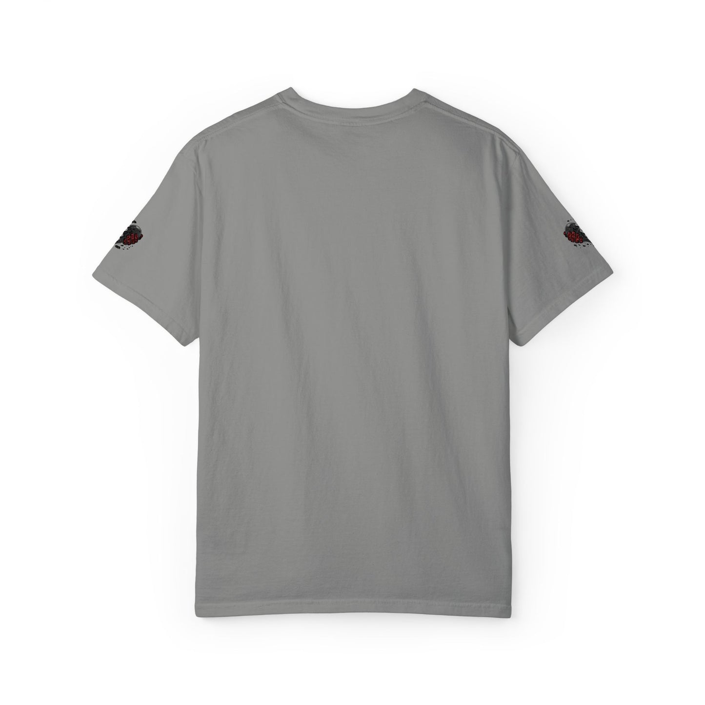 BHC Classic Logo Tee — Minimalist White Graphic T-Shirt with Rose Sleeve Accents