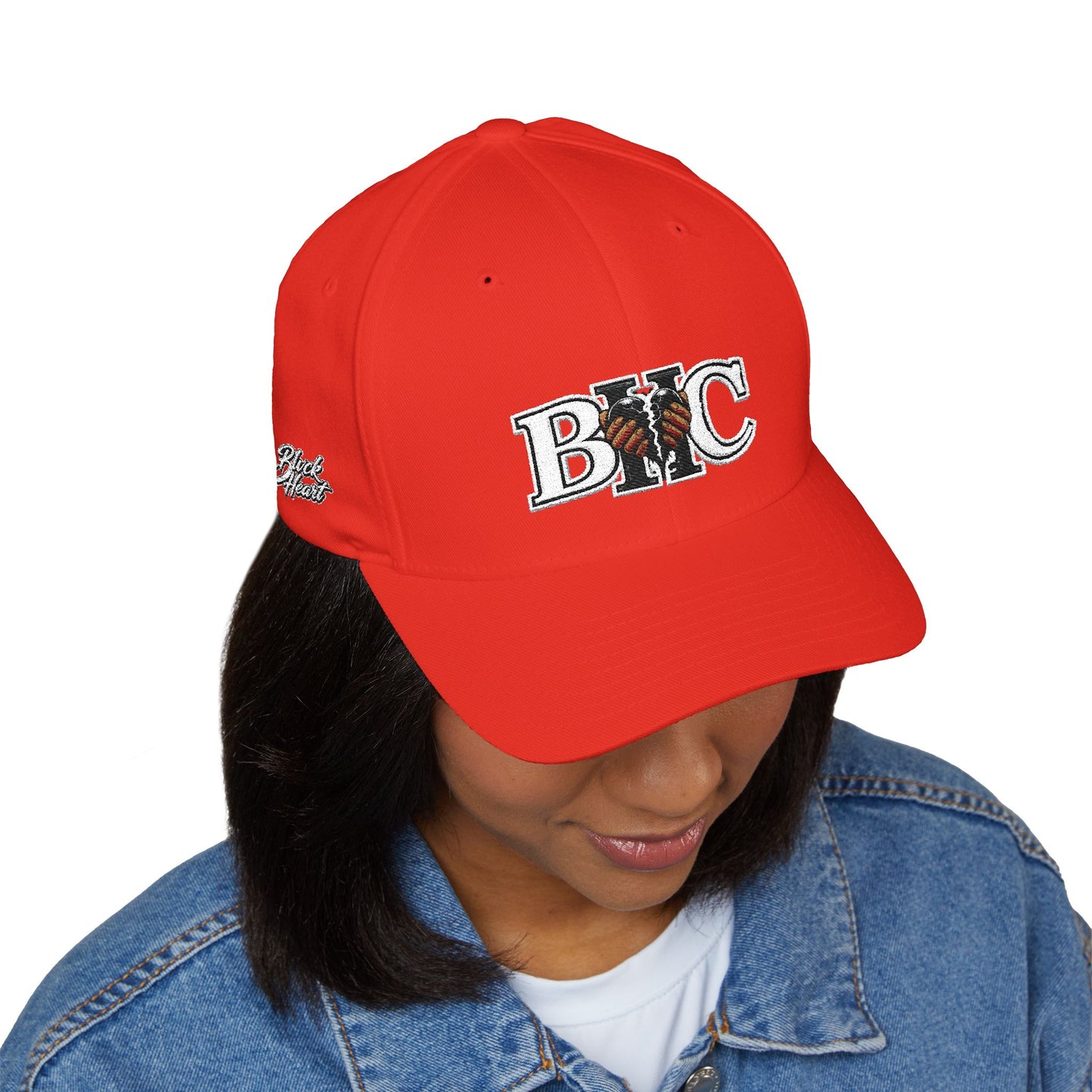 Embroidered BKC Logo Baseball Cap — White Structured Closed-Back Hat