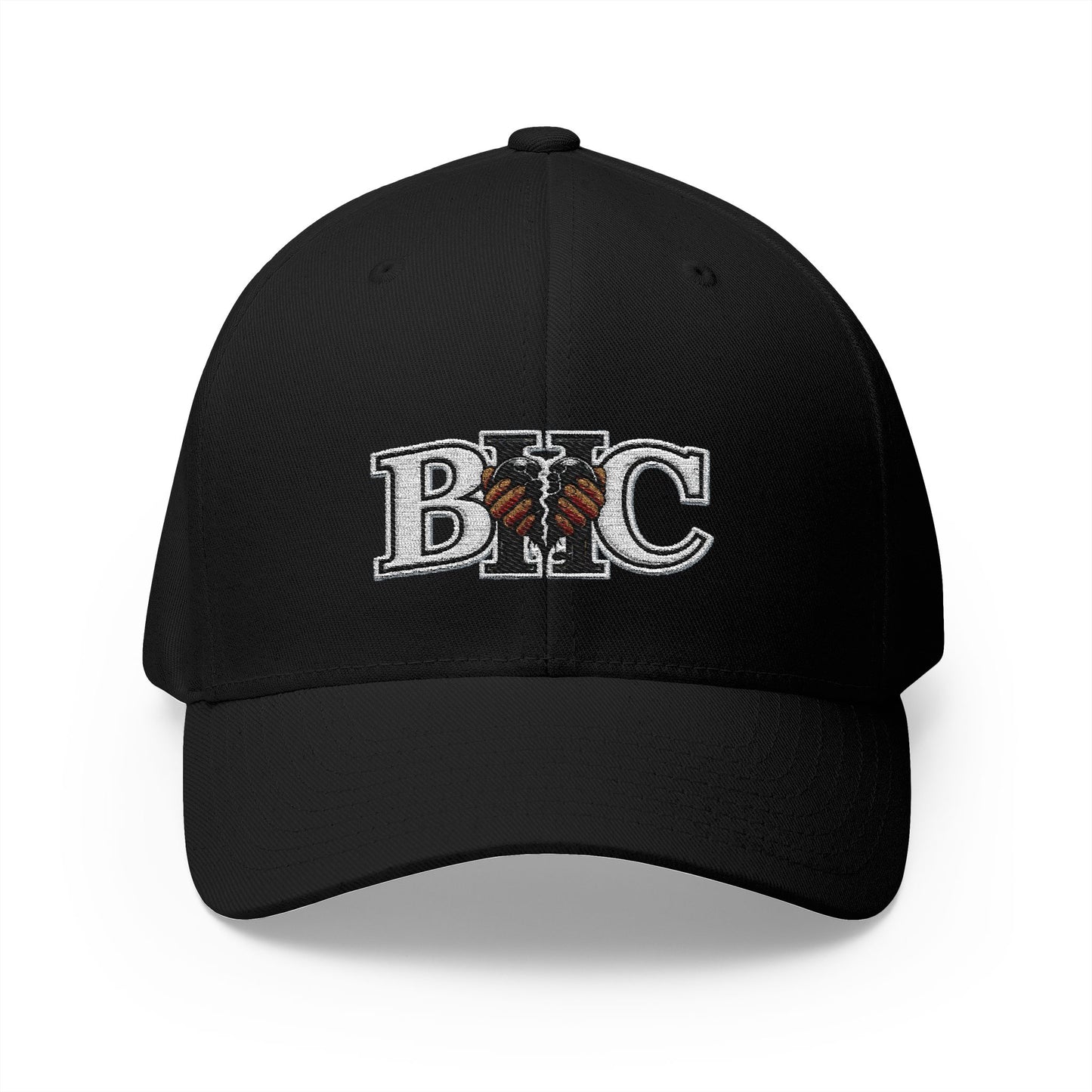 Embroidered BKC Logo Baseball Cap — White Structured Closed-Back Hat