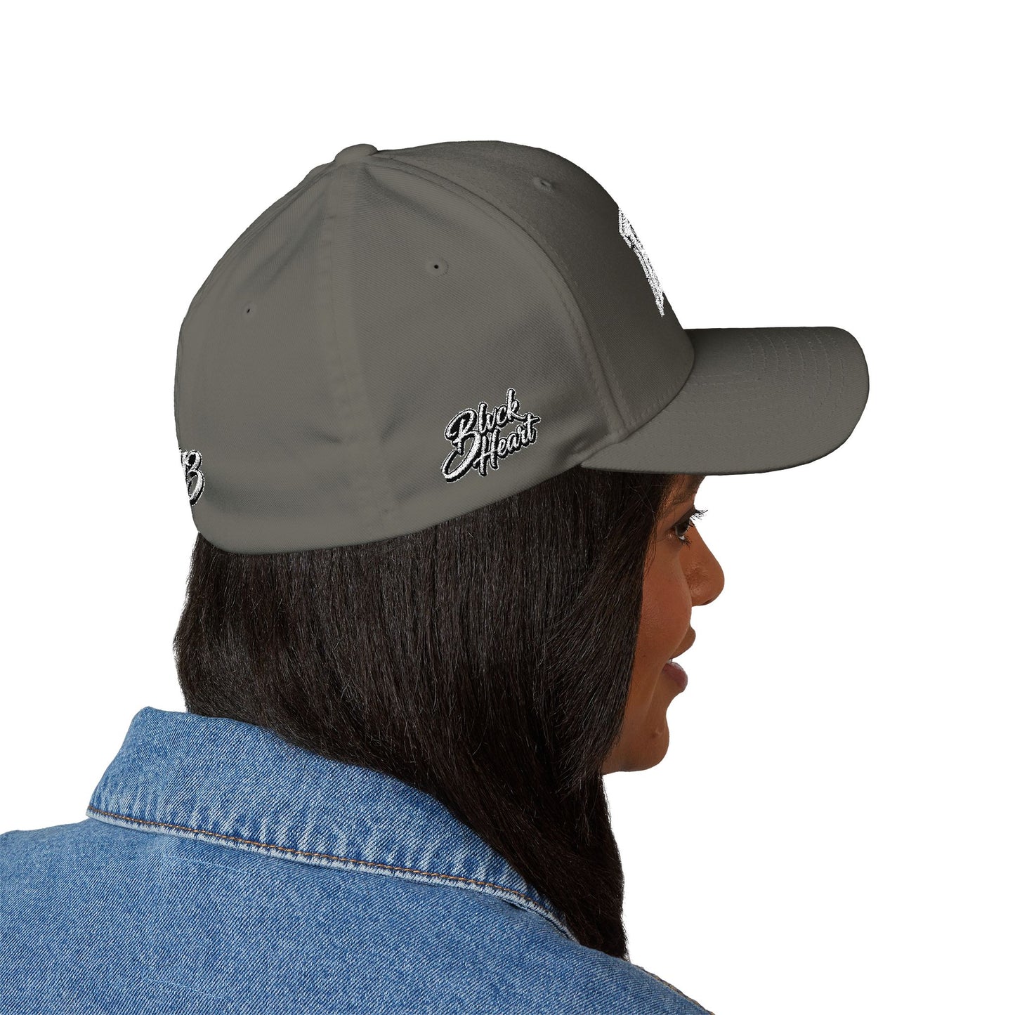 Embroidered BKC Logo Baseball Cap — White Structured Closed-Back Hat