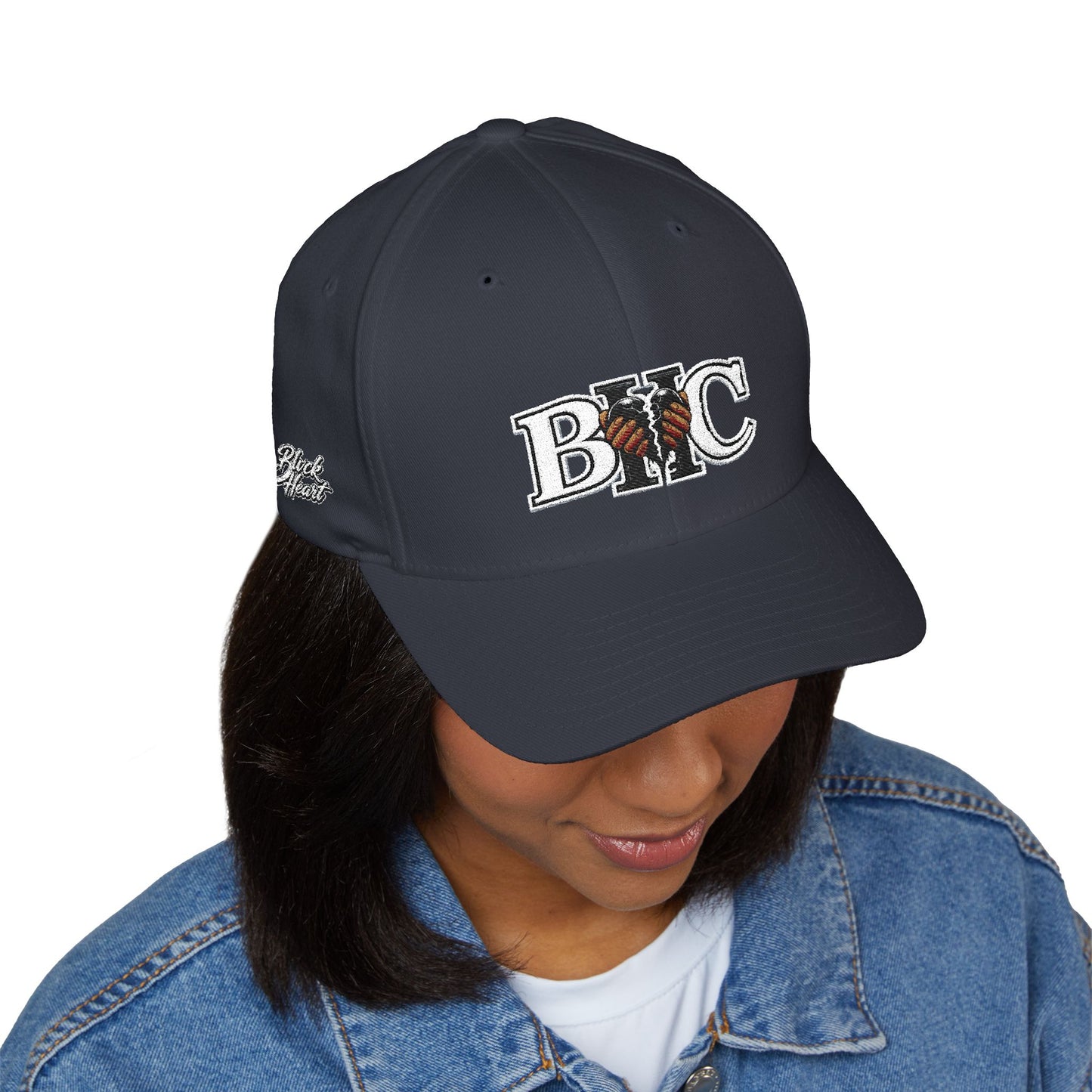 Embroidered BKC Logo Baseball Cap — White Structured Closed-Back Hat