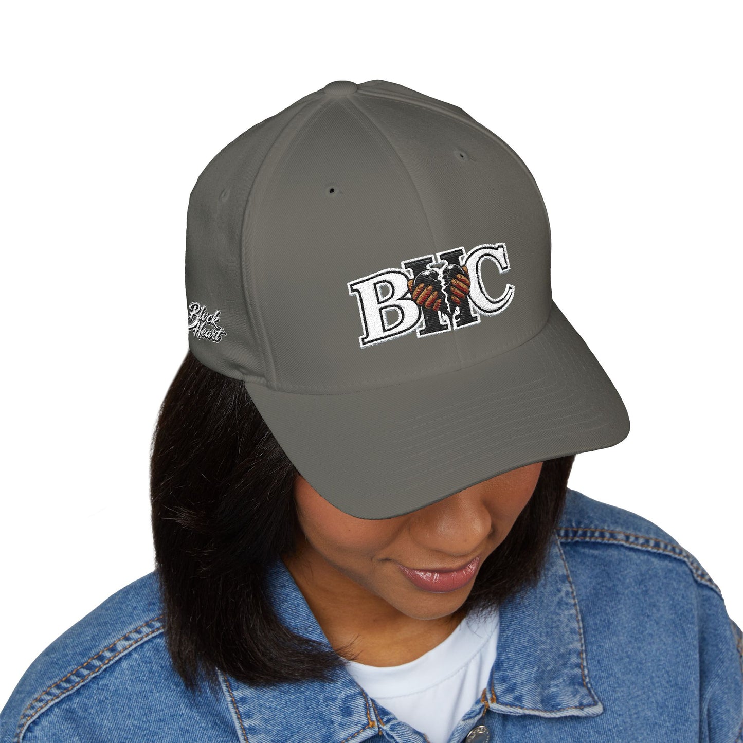 Embroidered BKC Logo Baseball Cap — White Structured Closed-Back Hat
