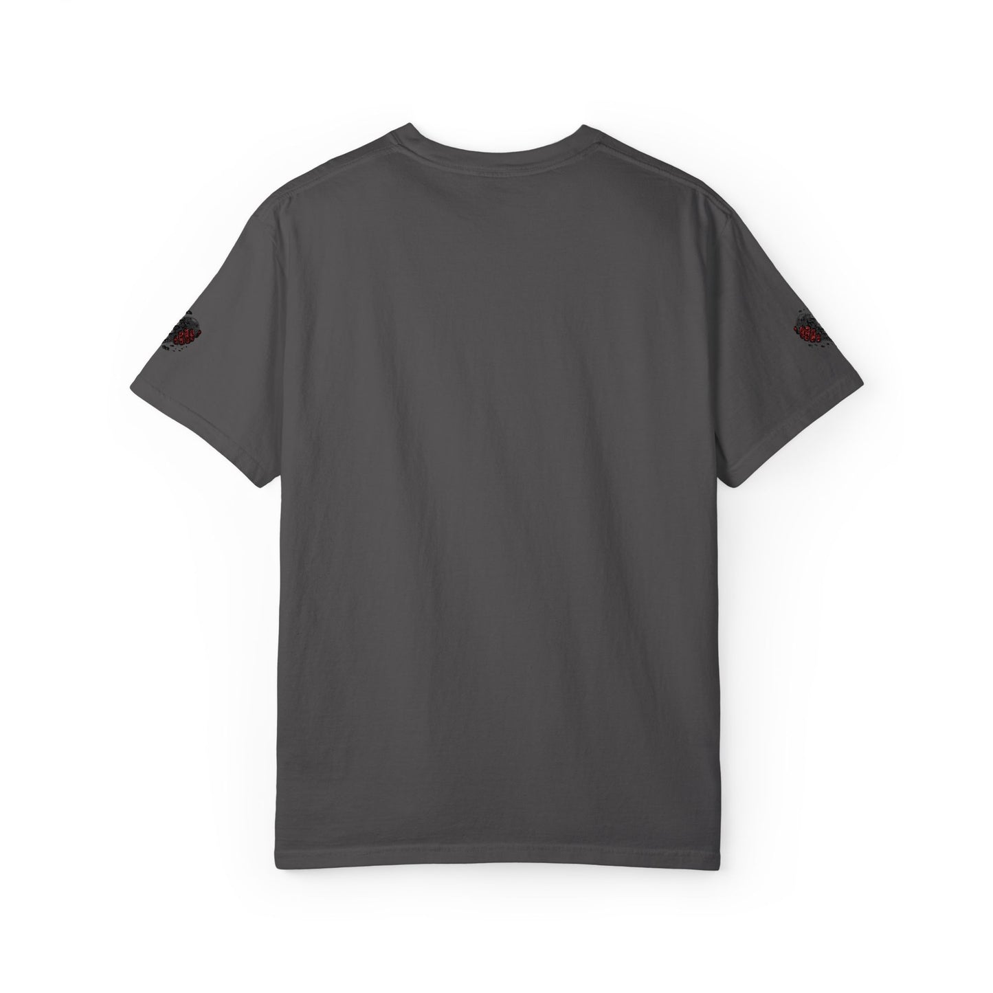 BHC Classic Logo Tee — Minimalist White Graphic T-Shirt with Rose Sleeve Accents