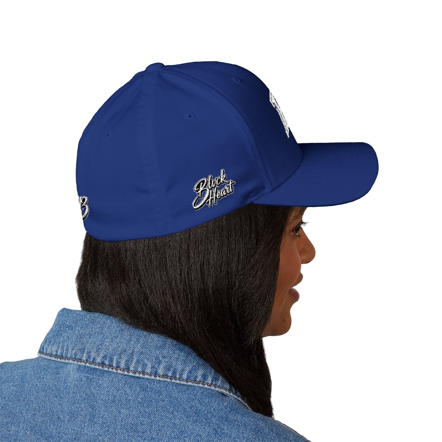 Embroidered BKC Logo Baseball Cap — White Structured Closed-Back Hat
