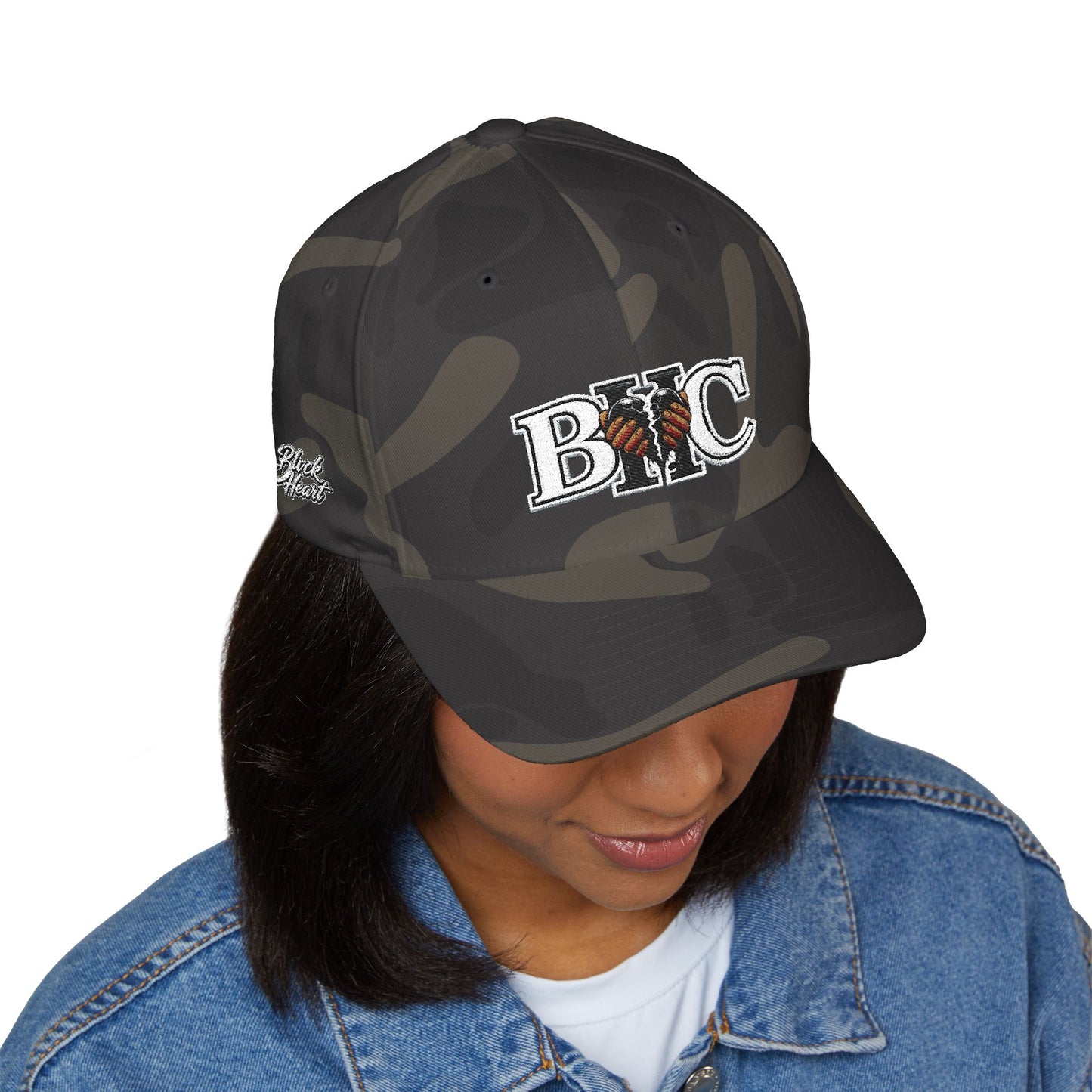 Embroidered BKC Logo Baseball Cap — White Structured Closed-Back Hat