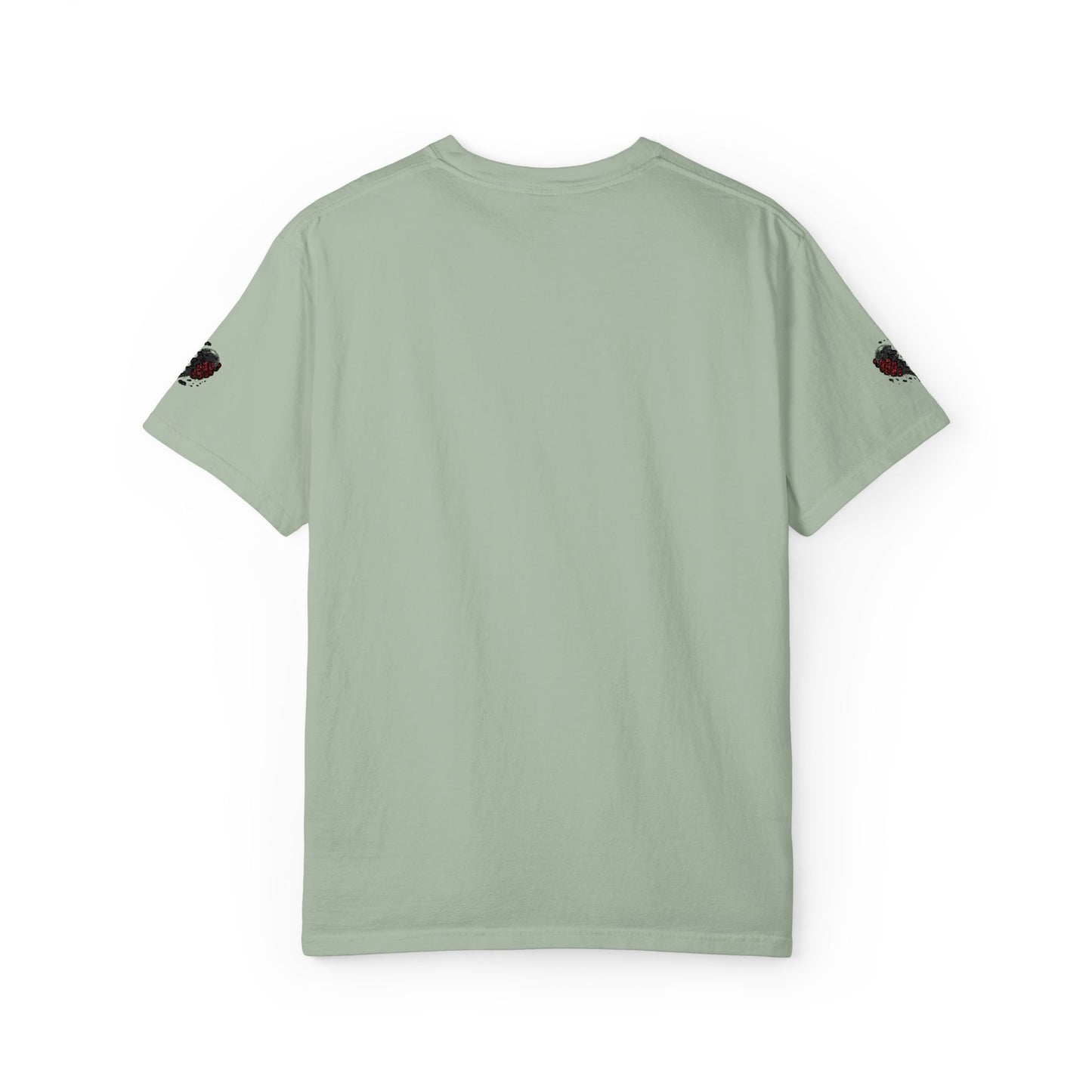 BHC Classic Logo Tee — Minimalist White Graphic T-Shirt with Rose Sleeve Accents