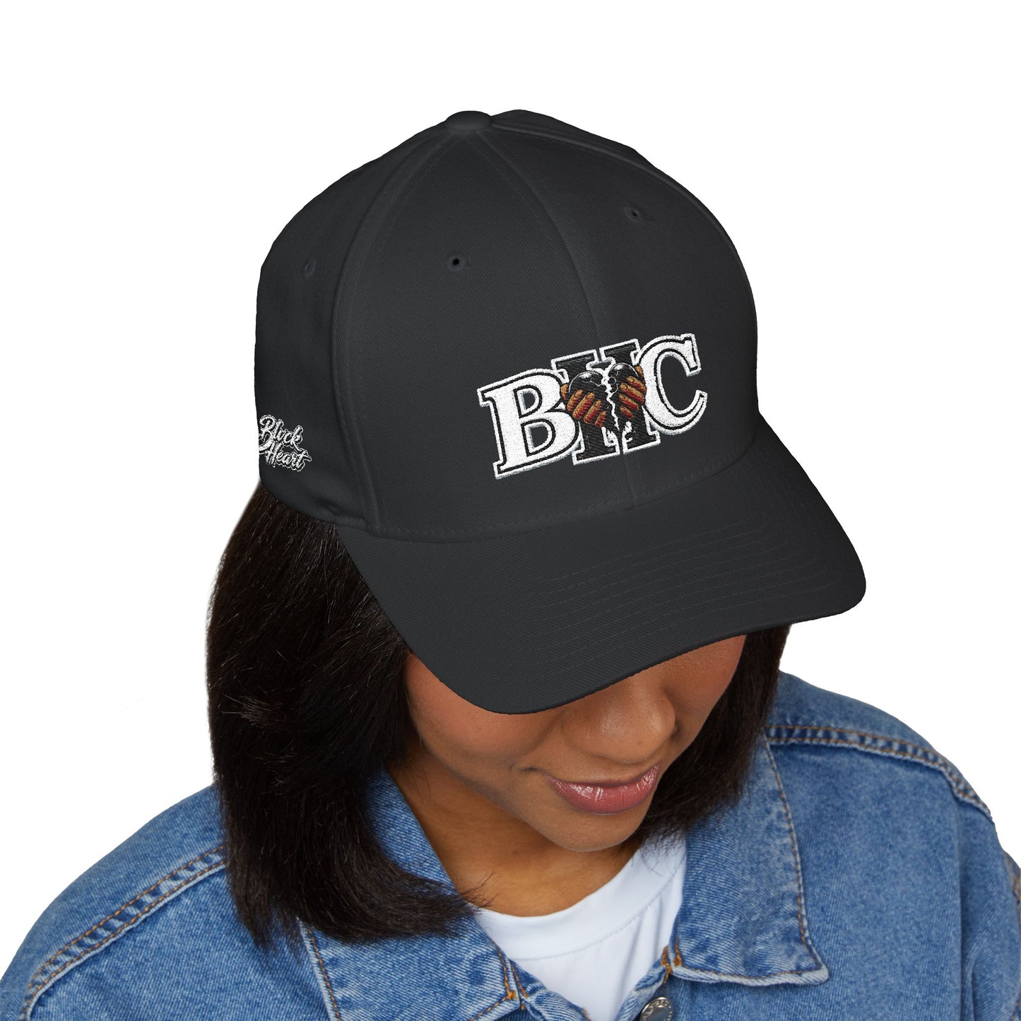 Embroidered BKC Logo Baseball Cap — White Structured Closed-Back Hat