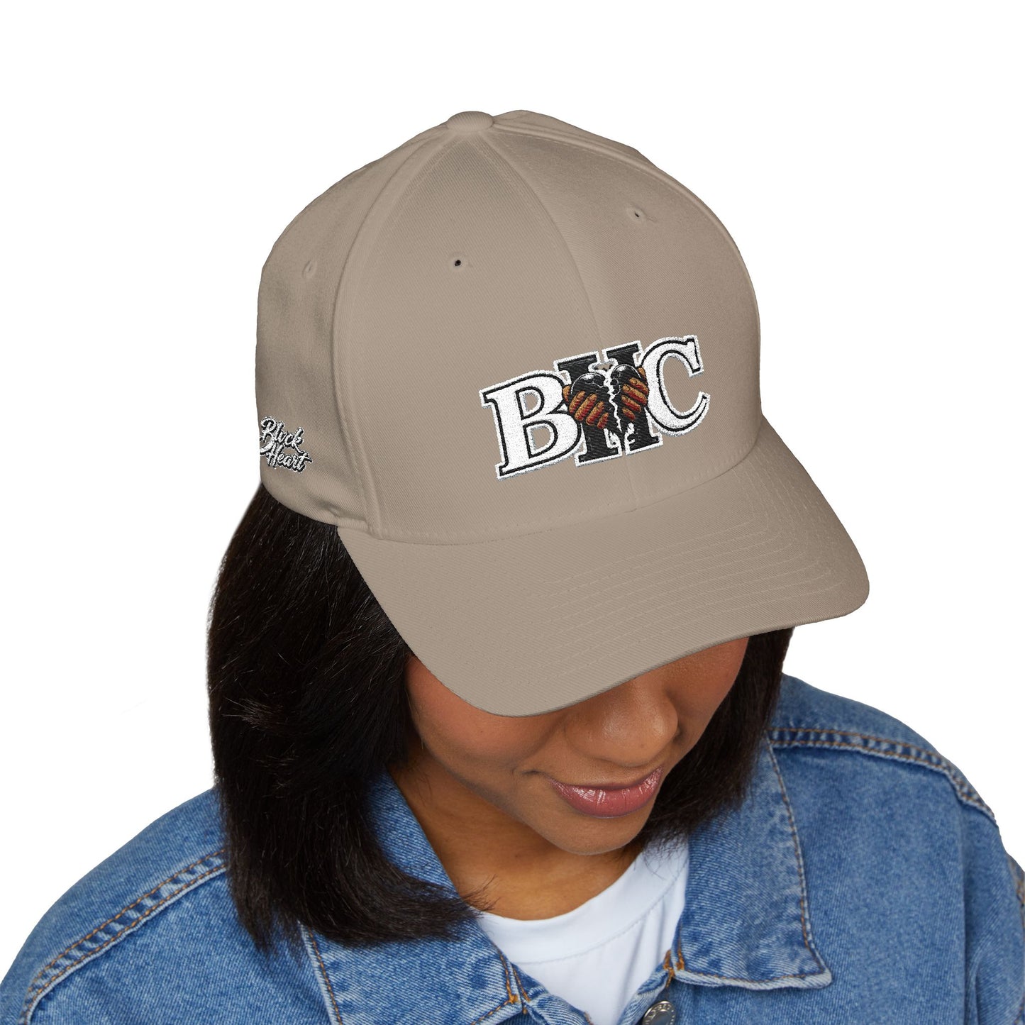 Embroidered BKC Logo Baseball Cap — White Structured Closed-Back Hat