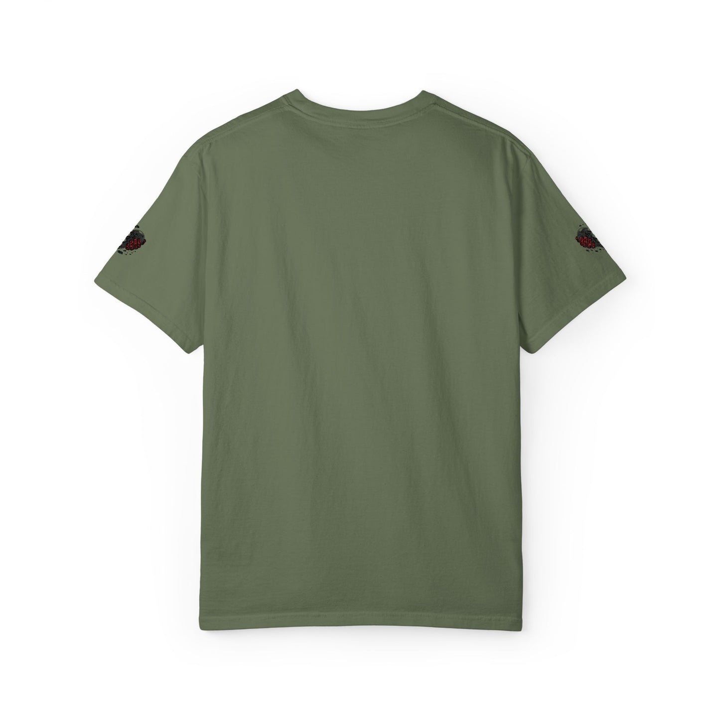 BHC Classic Logo Tee — Minimalist White Graphic T-Shirt with Rose Sleeve Accents