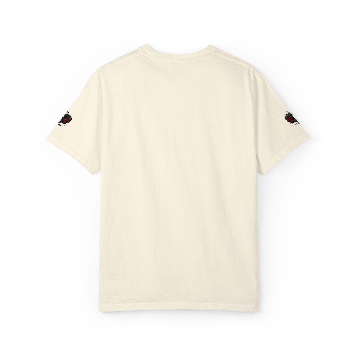 BHC Classic Logo Tee — Minimalist White Graphic T-Shirt with Rose Sleeve Accents