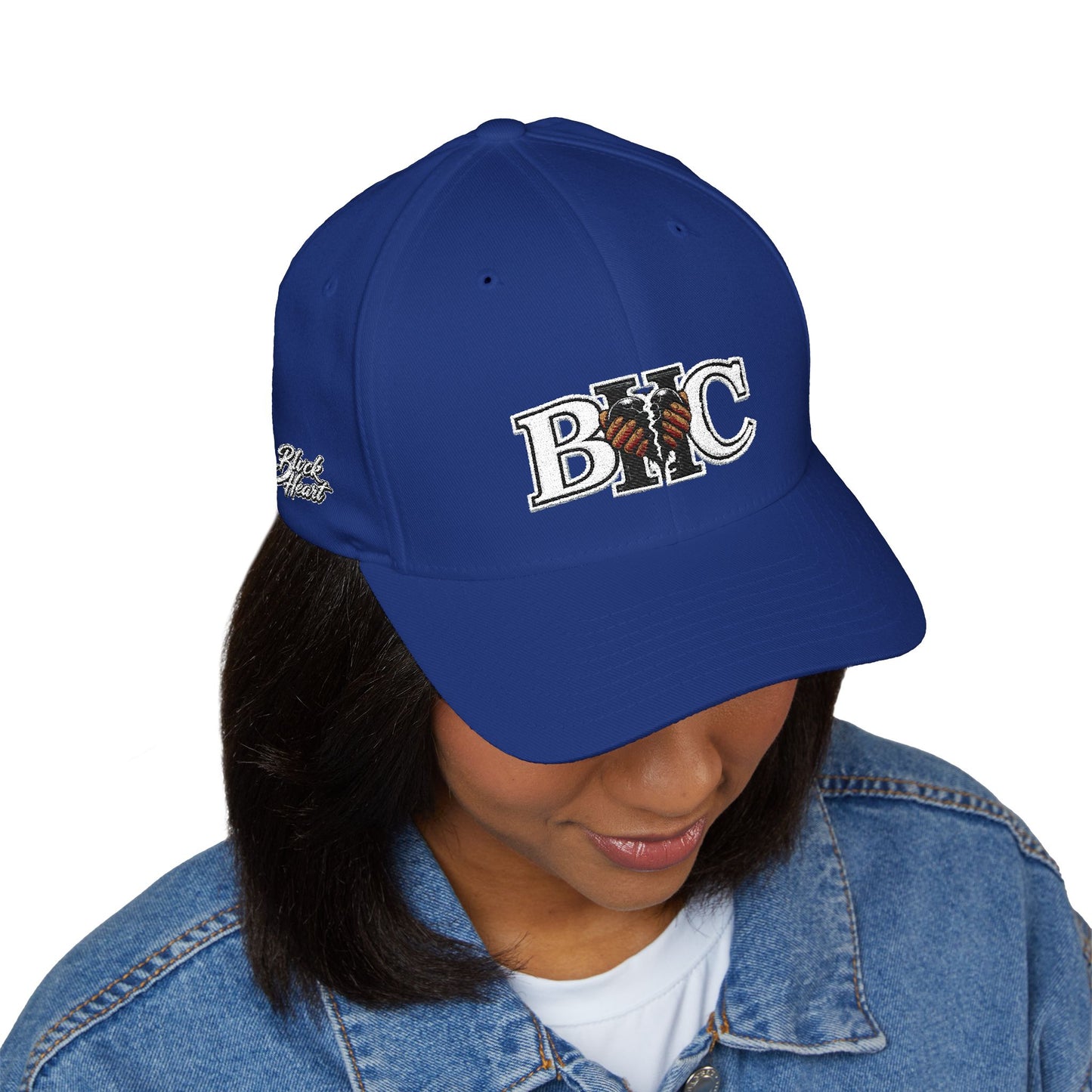 Embroidered BKC Logo Baseball Cap — White Structured Closed-Back Hat