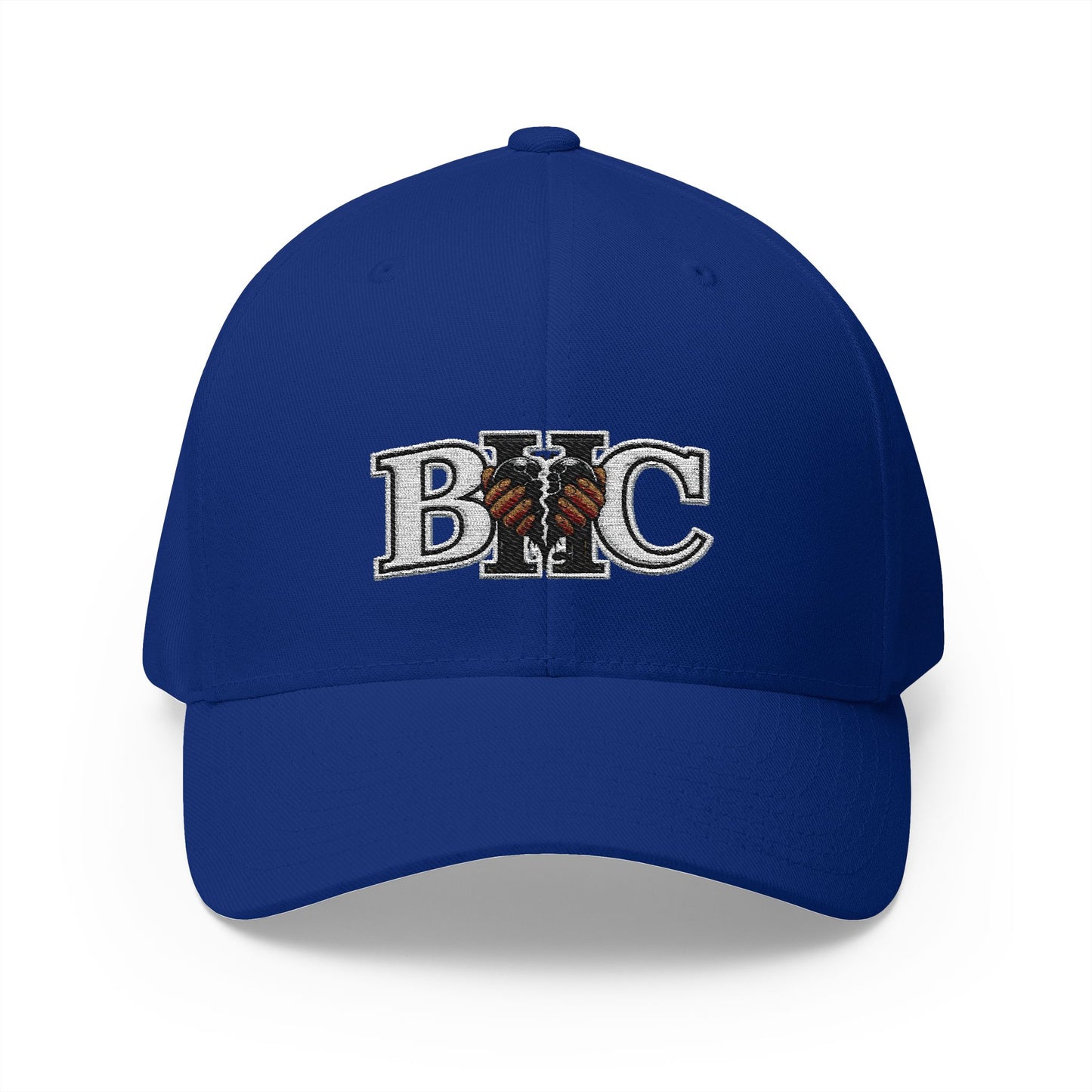 Embroidered BKC Logo Baseball Cap — White Structured Closed-Back Hat