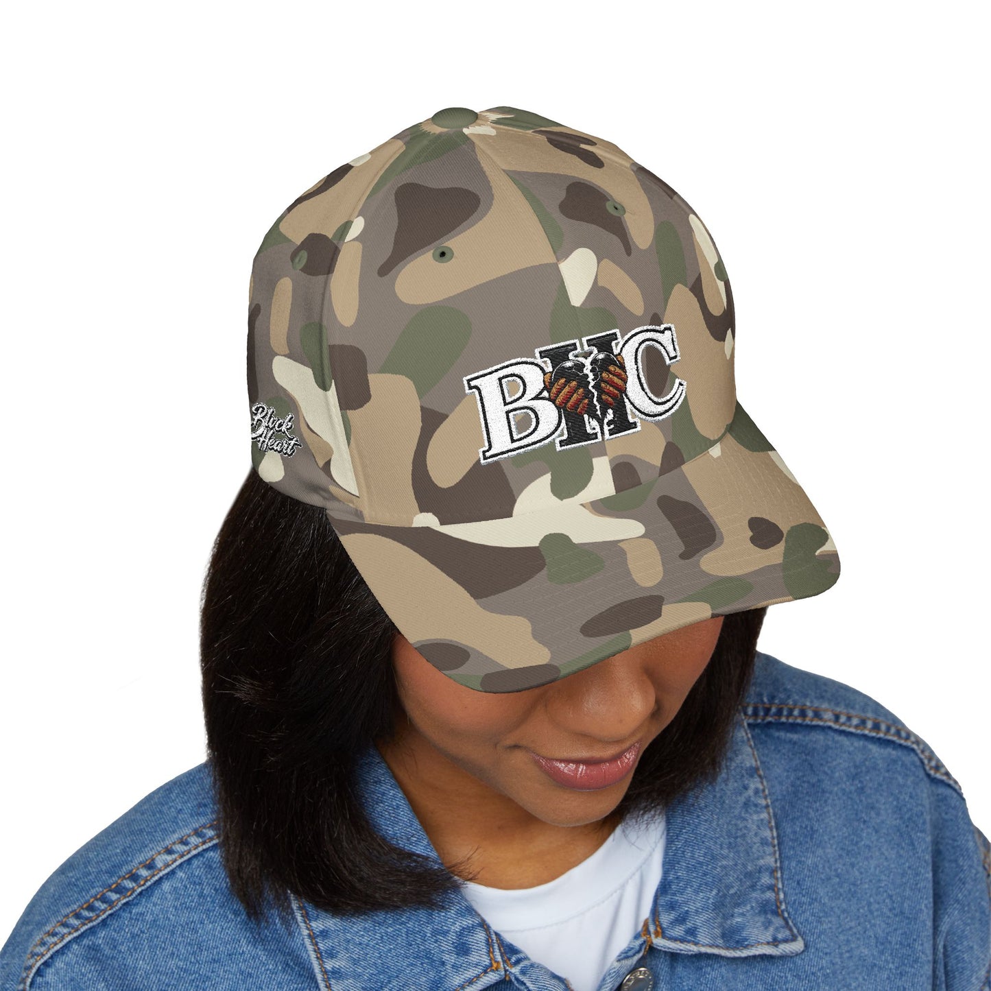 Embroidered BKC Logo Baseball Cap — White Structured Closed-Back Hat