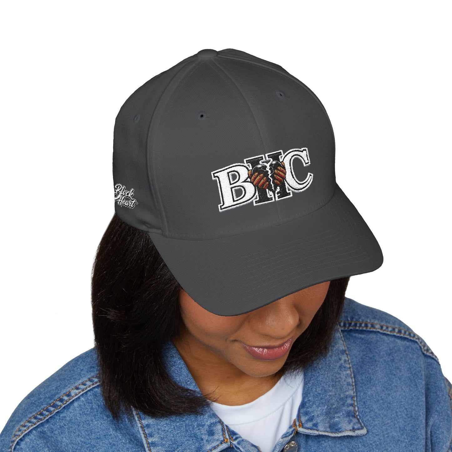 Embroidered BKC Logo Baseball Cap — White Structured Closed-Back Hat