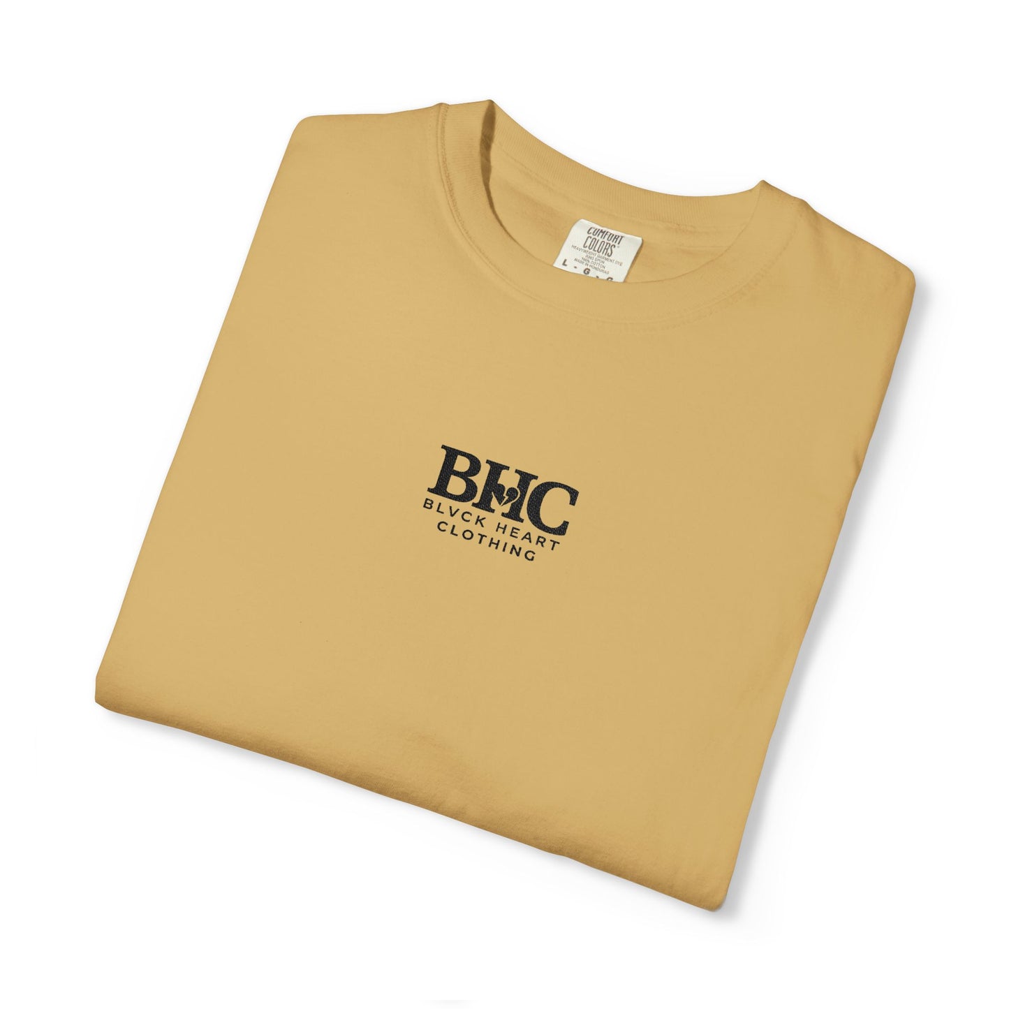 BHC Classic Logo Tee — Minimalist White Graphic T-Shirt with Rose Sleeve Accents