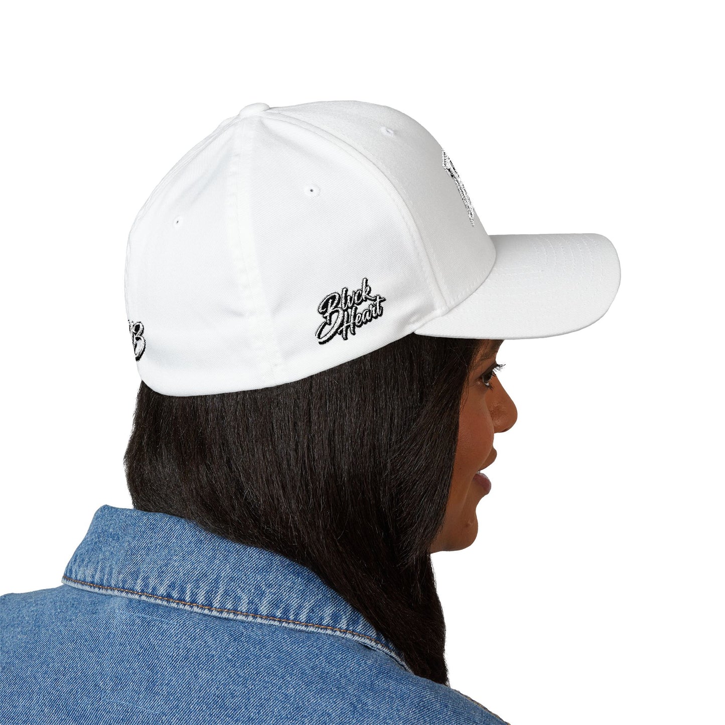 Embroidered BKC Logo Baseball Cap — White Structured Closed-Back Hat