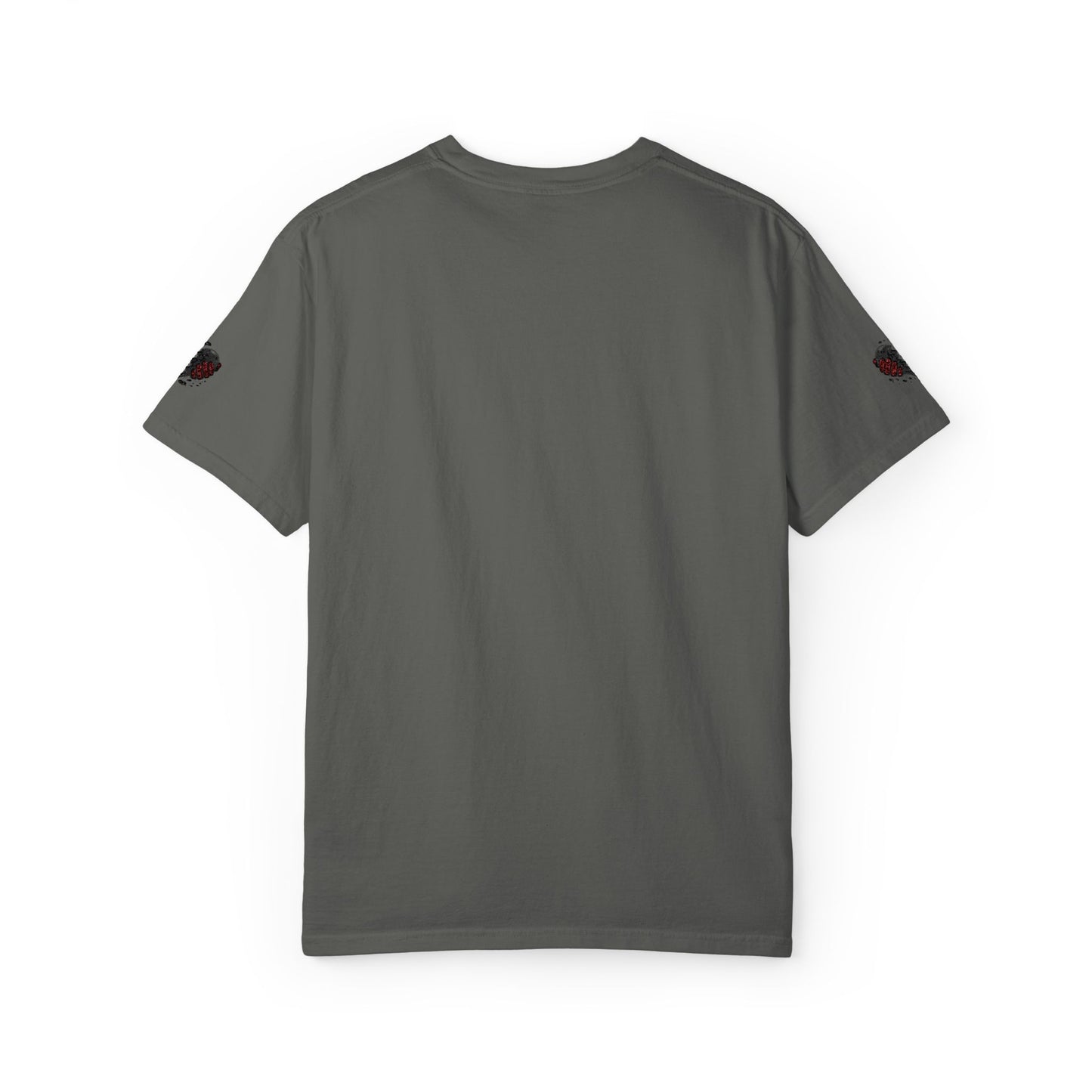 BHC Classic Logo Tee — Minimalist White Graphic T-Shirt with Rose Sleeve Accents
