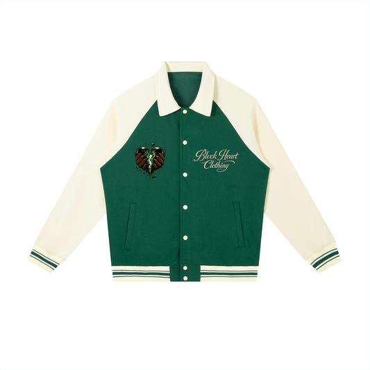 Contrast Raglan Sleeve Baseball Jacket