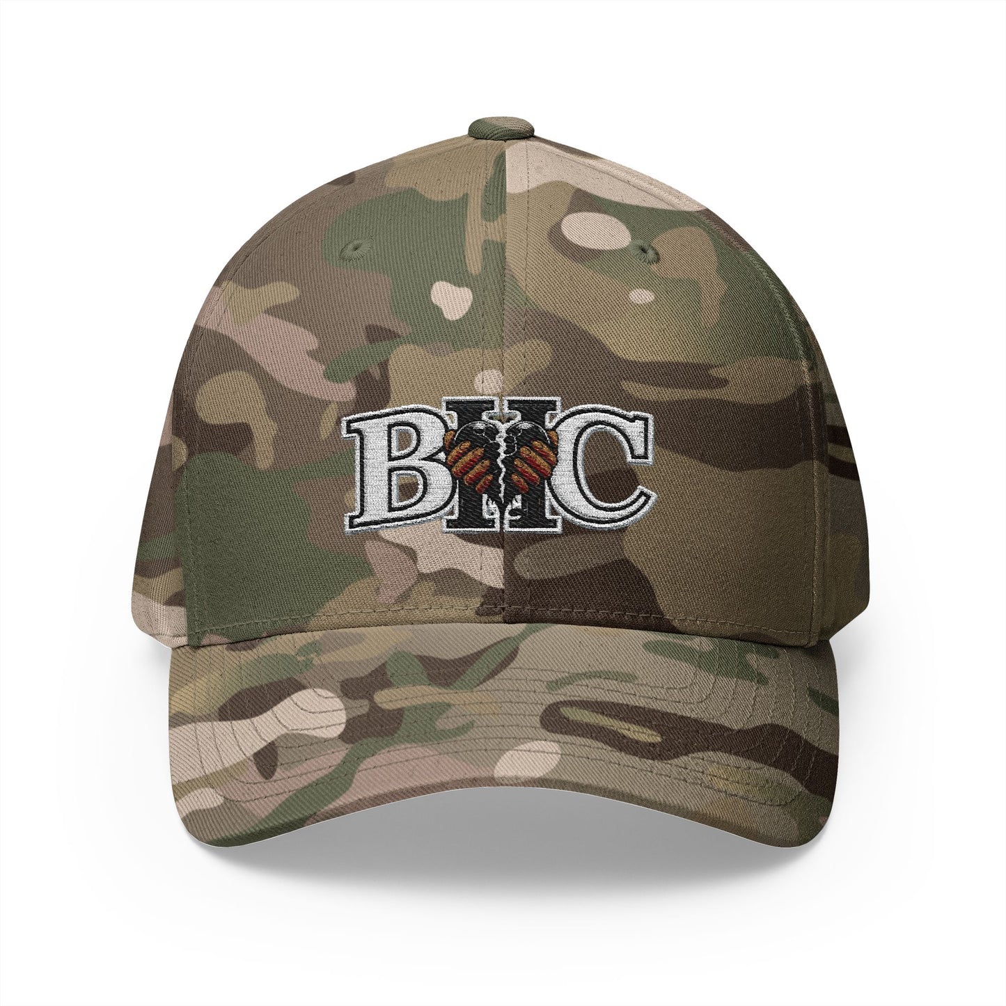 Embroidered BKC Logo Baseball Cap — White Structured Closed-Back Hat
