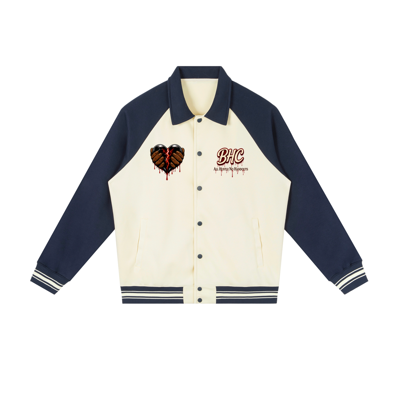 Contrast Raglan Sleeve Baseball Jacket