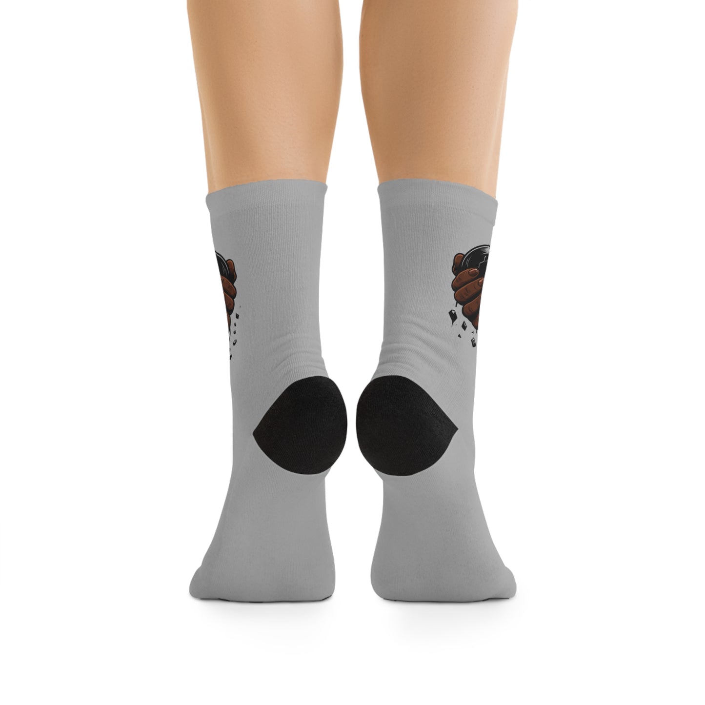 Socks - Broken Heart Fist Graphic Recycled-Poly Crew Socks