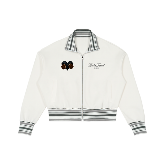 Striped Rib Collar Zip Jacket