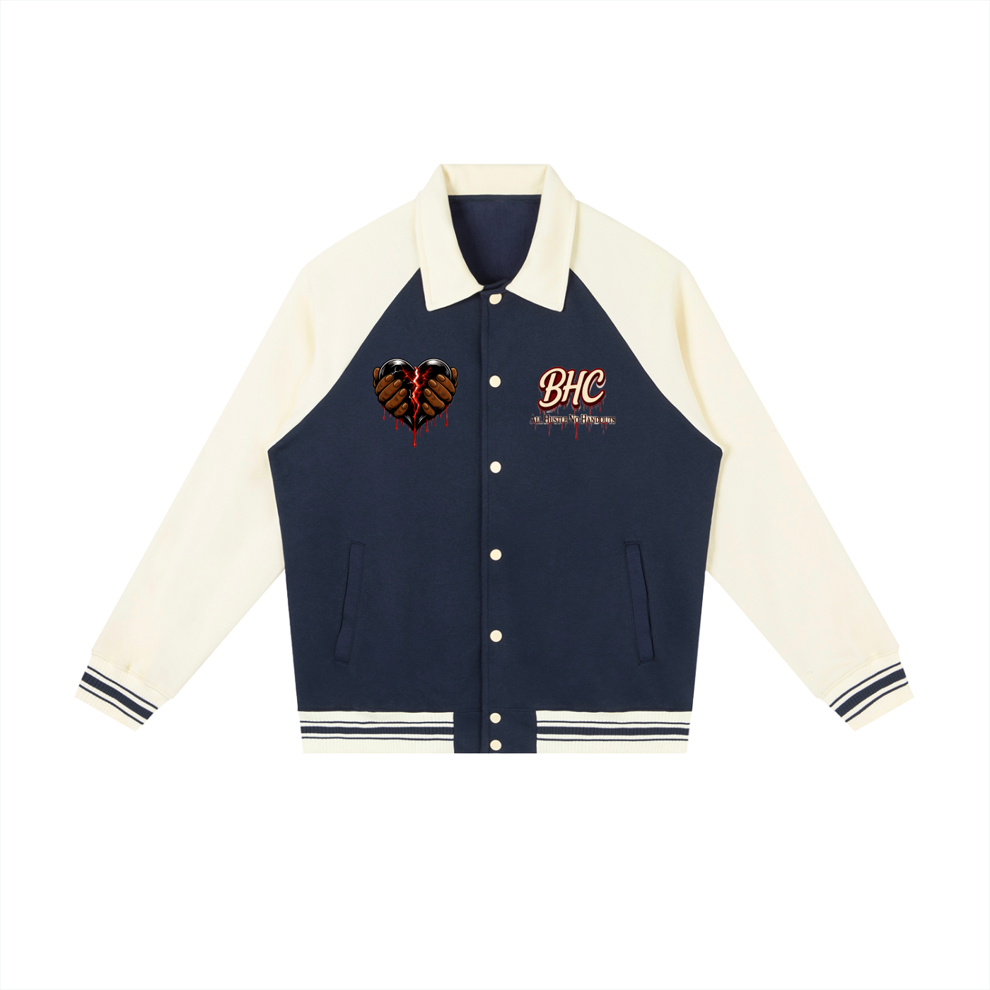 Contrast Raglan Sleeve Baseball Jacket