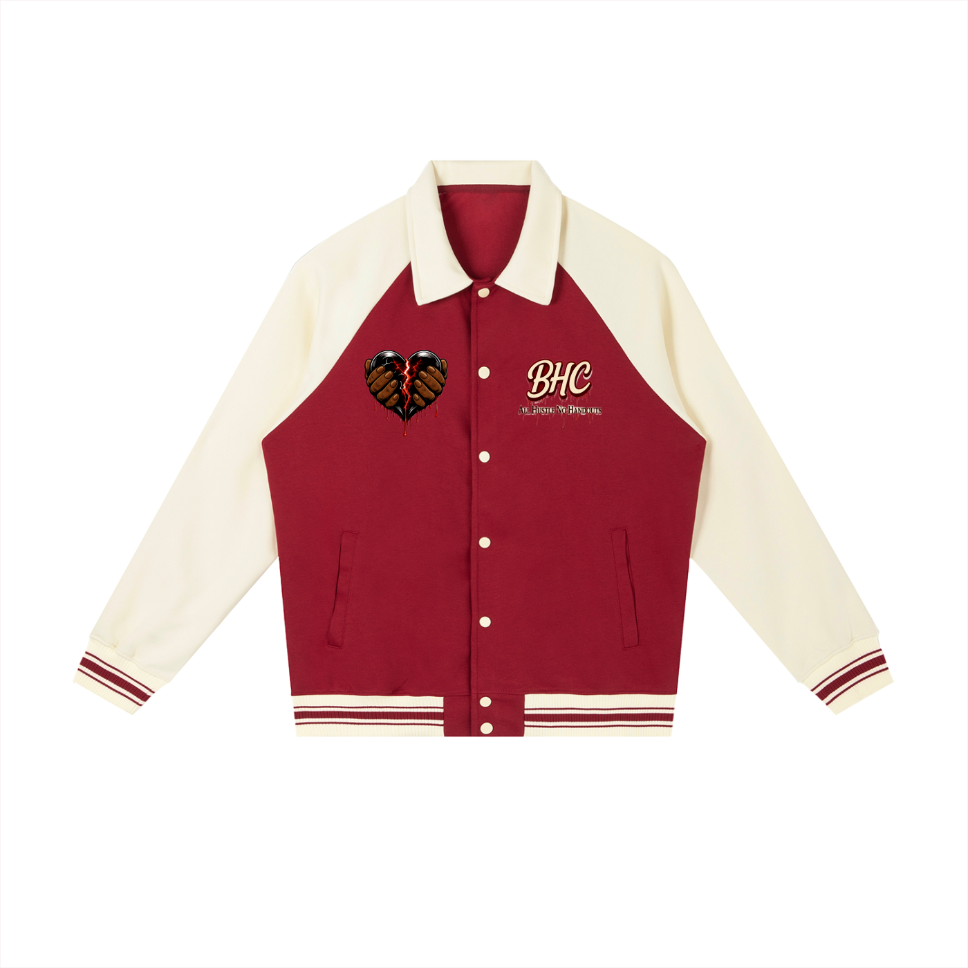 Contrast Raglan Sleeve Baseball Jacket