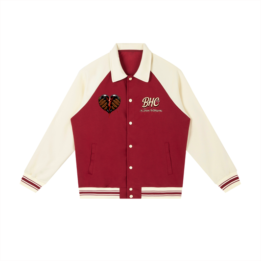 Contrast Raglan Sleeve Baseball Jacket